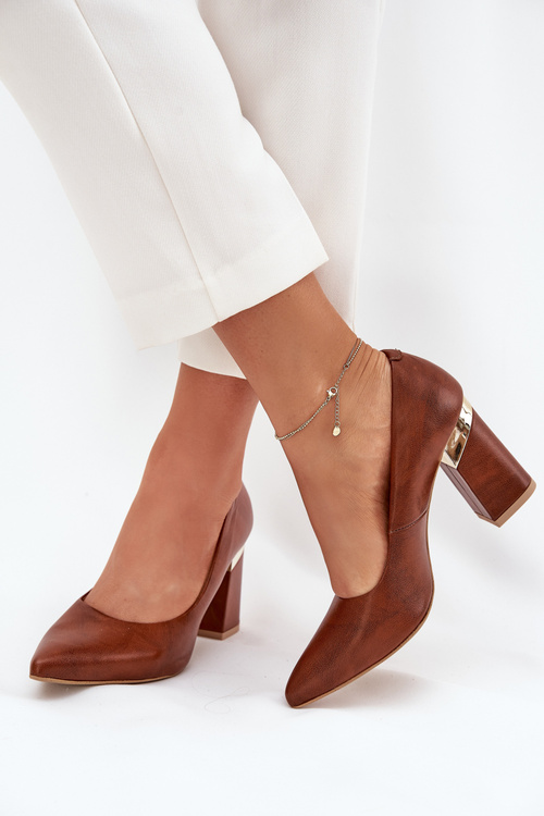 Kožené Lodičky Lewski 3117 Tmavě hnědé