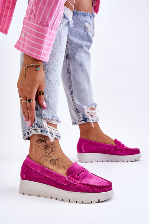 Suede Loafers na platforme Fuksja Lemar Milana