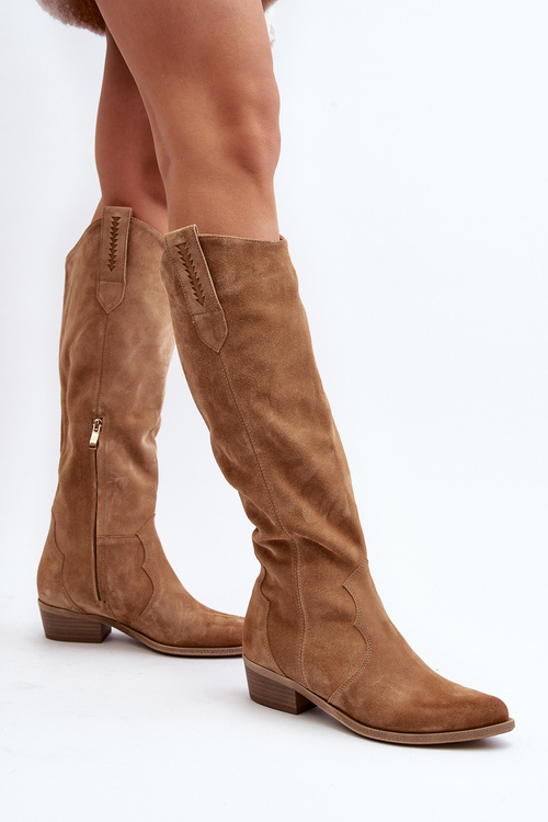 Zazoo 3427 Dámske Semišové Kozáčiky Beige