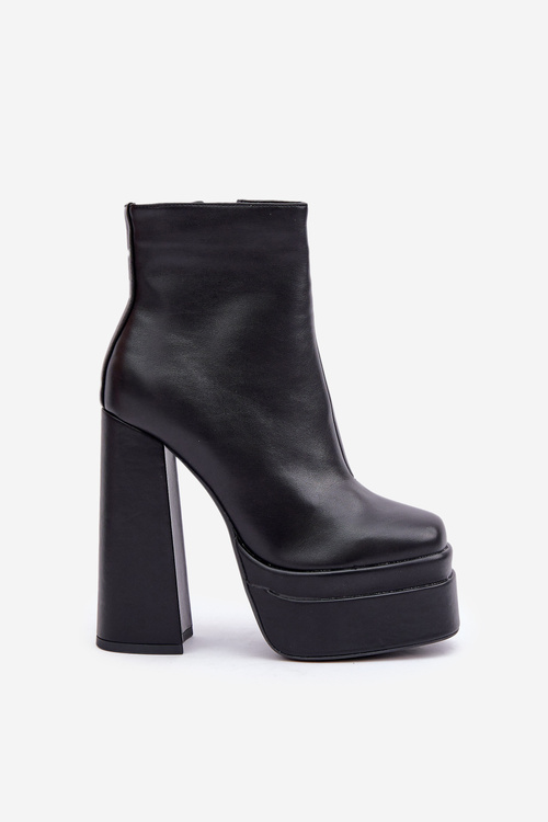 Čižmy Na Masívnej Platforme A Opätku Zateplené Čierne Selahra