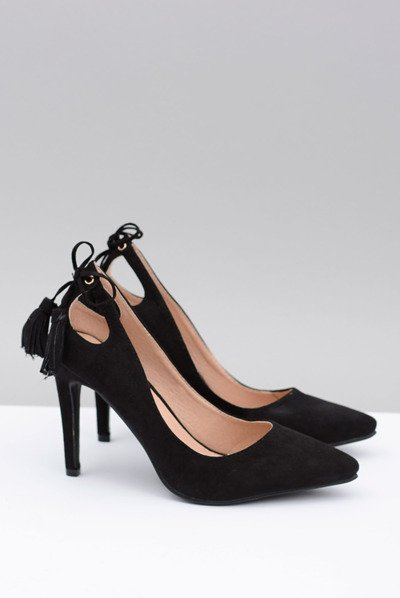 Dámske vysoké podpätky lu boo čierne semišové loo