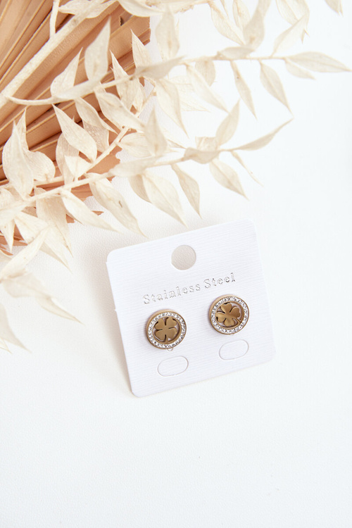 Náušnice z nerezové oceli jetel Zlatý