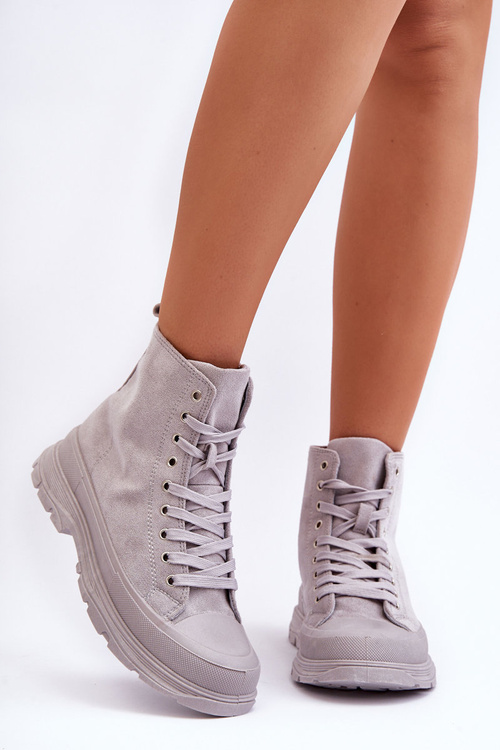Dámské semišové vysoké tenisky šedé Eleamia