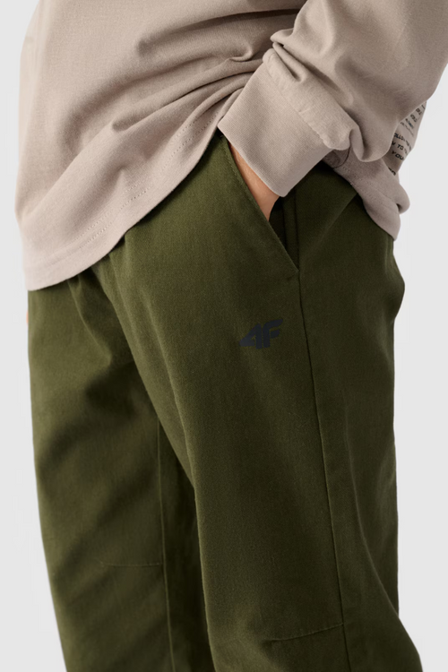 Chlapčenské Jogger Casual Nohavice Hladké 4F Khaki 4FJWMM00TTROM0812-43S