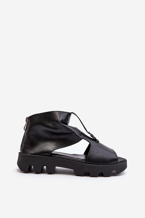 Zazoo 999 Kožené dámské sandály s zipem Zlaté