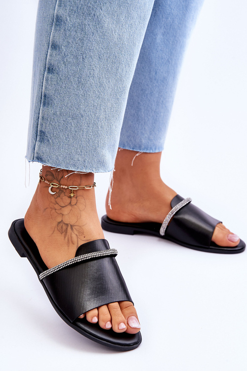 Elegantné ploché klapky čierne termené