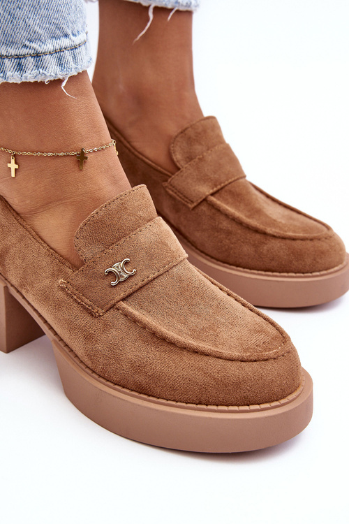 Dámské semišové polobotky na podpatku tmavě hnědé Afnir