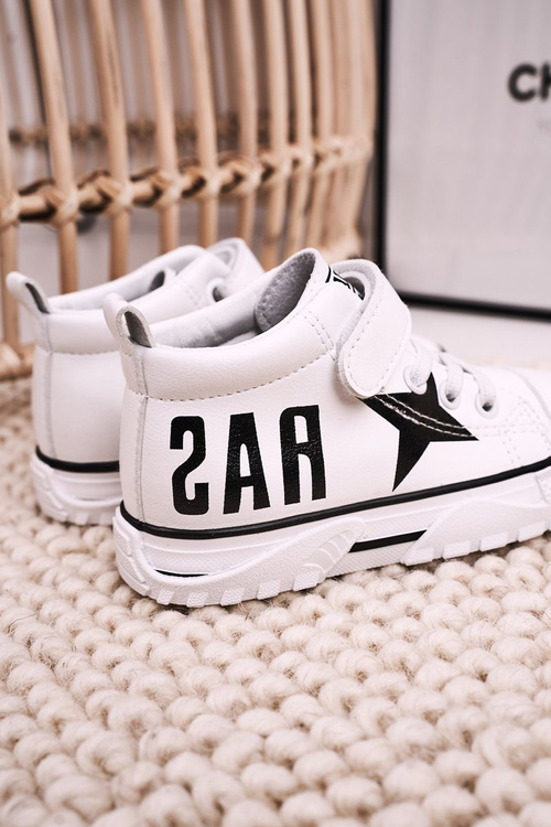 Detské tenisky s vysokým suchým zipsom biele Sparky