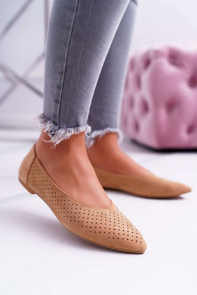 Dámské Baleríny Lu Boo Perforované Camel Dessert