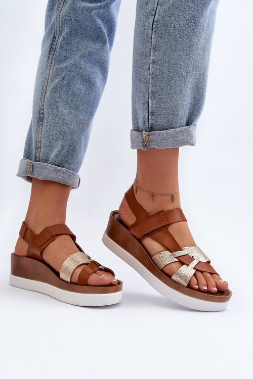 Zazoo 40397 Dámské Kožené Sandály na Platformě Hnědé