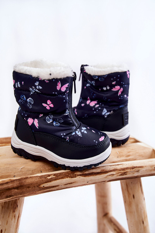 Detské topánky Snehové topánky na veľkej hviezde KK374236 Navy Blue Slider