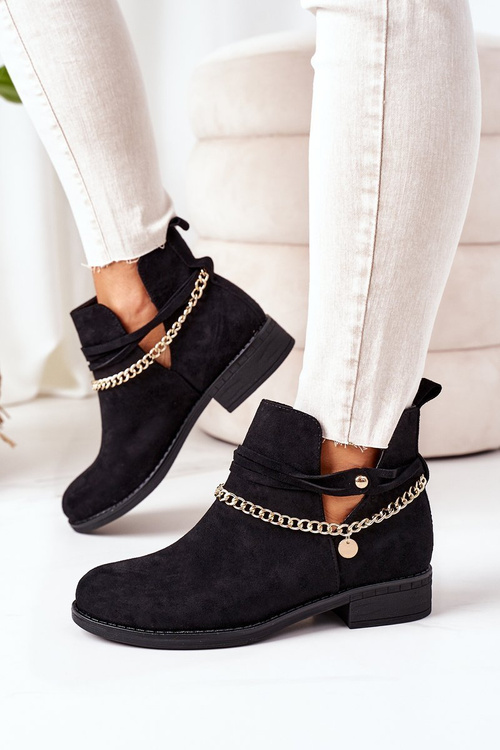Semišové topánky s čiernou reťazou Elvira