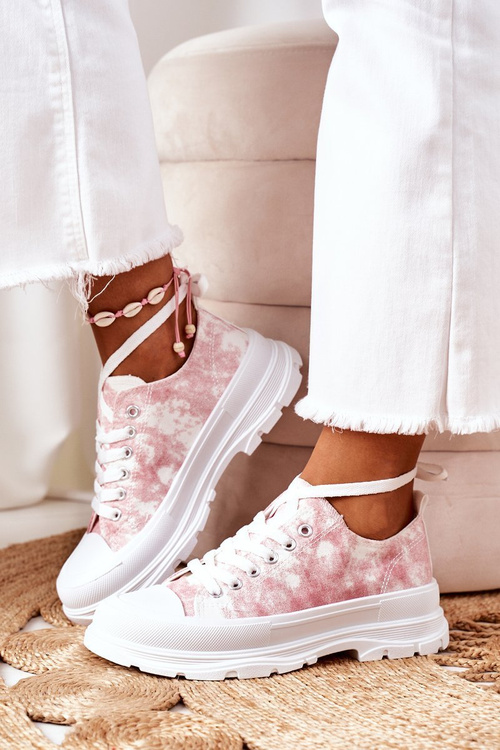 Tenisky Na Platformě Růžové S Efektem Tie-Dye Travel Time