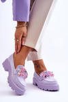 Dámske mokasíny na platforme s dekoráciami fialová brenda