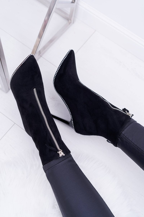 Dámske vysoké podpätky lu boo dva semišové posúvače čierne Suzy