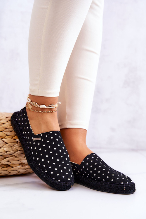 Ženská polka dot espadrilles veľká hviezda jj274867 čierna