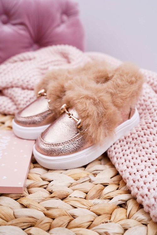 Detské tenisky s kožušinou izolovanou šampanskou Grendy