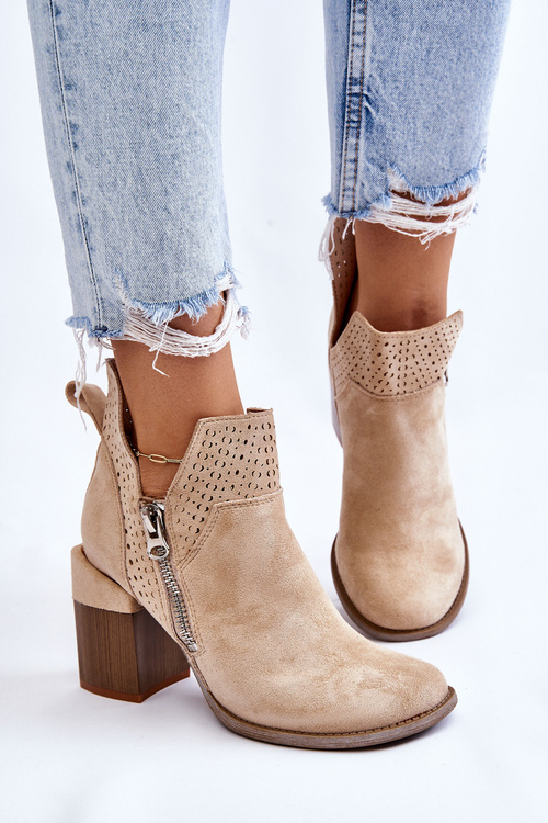 Semišové Boty Na Robustních Podpatcích Světle béžová Camden