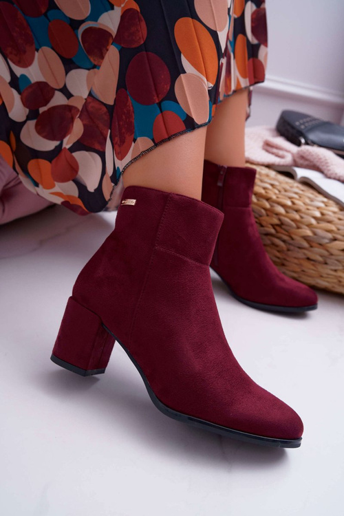 Dámské Kotníkové Boty na podpatku Sergio Leone Burgundské BT522