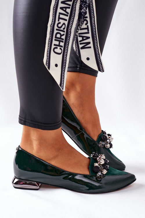 Dámské Baleríny Laura Messi Kožené Zelene 2157