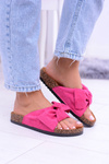 Dámske papuče korku, Wally Fuchsia sa luky