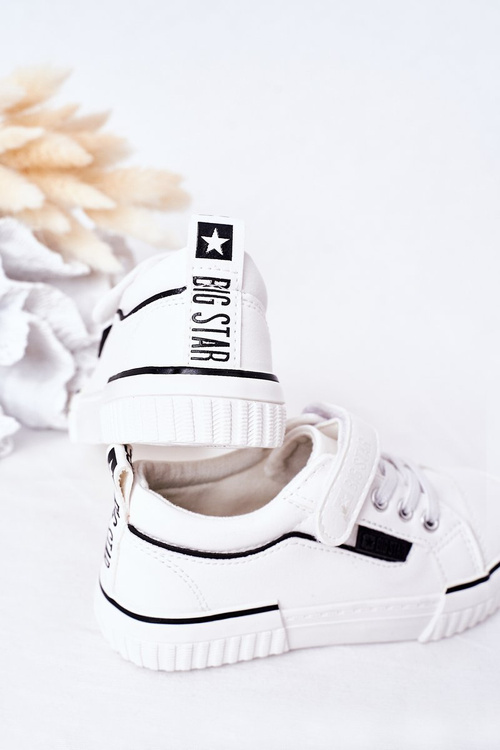 Detské kožené tenisky na suchý zips Veľká hviezda HH374028 biela