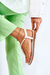Módne sandále flip -flops s perlami biela Isalia