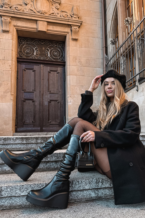 Dámske členkové topánky na platforme Čierne Terisse