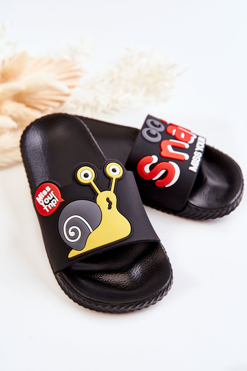 Lehké dětské pantofle Černá Snail