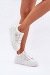 Děrované tenisky se zlatým detailem bílé Cassildi