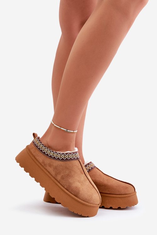 Snehové Papuče Na Platforme S Vyšívaním Camel Tamilda