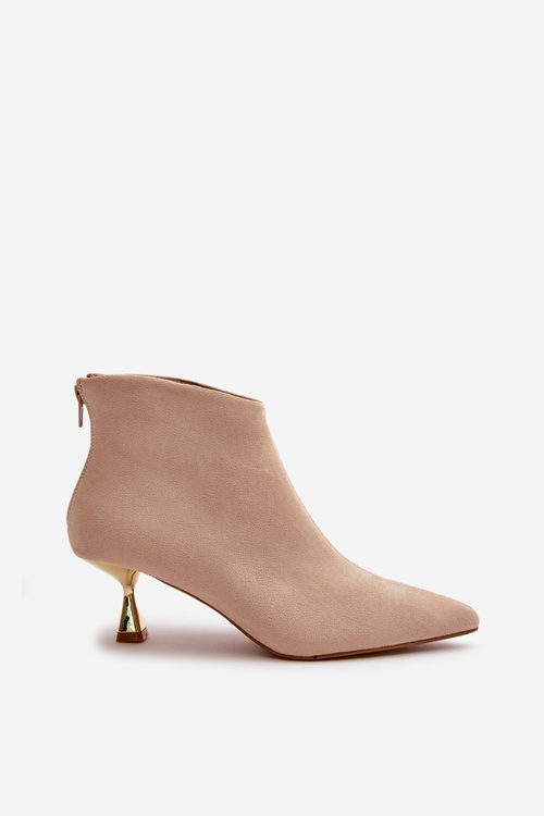 Dámske Čižmy Na Opätku Eko Semišové Béžové Terlena