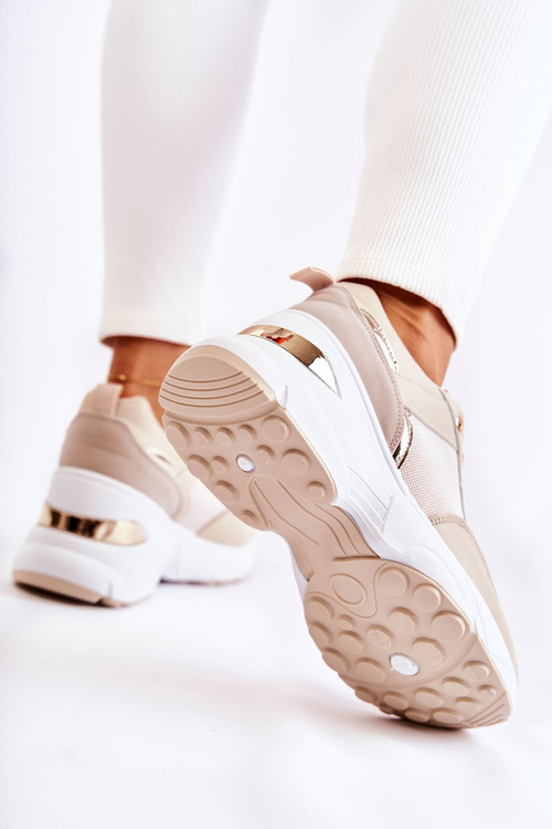 Ženské lesklé športové športové topánky pre béžovú aktivitu