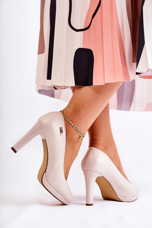 Dámské klasické lodičky na platformě perleťově béžové Alivene