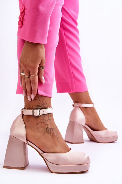 Módne čerpadlá na masívnych podpätkoch Beige Sandia