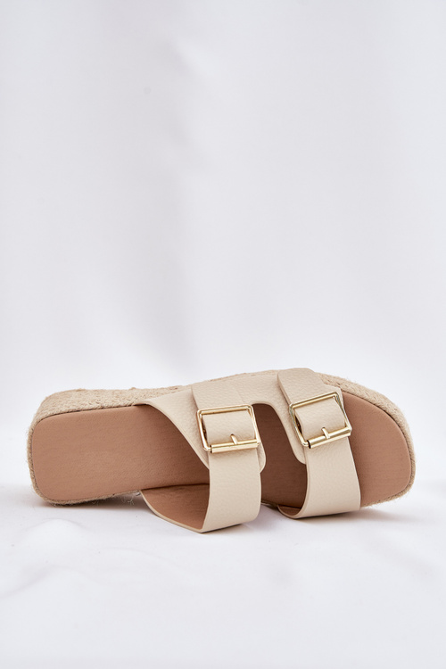 Dámské Klapky Na Klínu S Pletením A Přezkami Béžové Pasinea