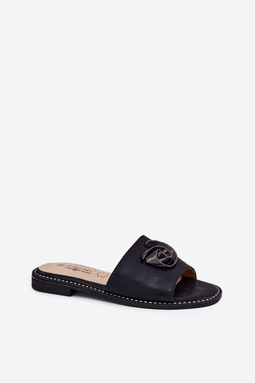 Dámske Plátené Sandále S Ozdobným Detailom KV51-007 Čierne