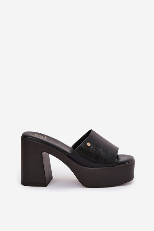 Dámské Pantofle Z Eko Kůže Na Podpatku A Platformě Černé Tamirella