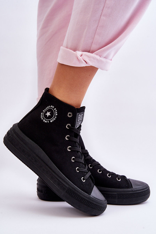 Dámske tenisky s vysokým materiálom Big Star LL274A182 Čierna