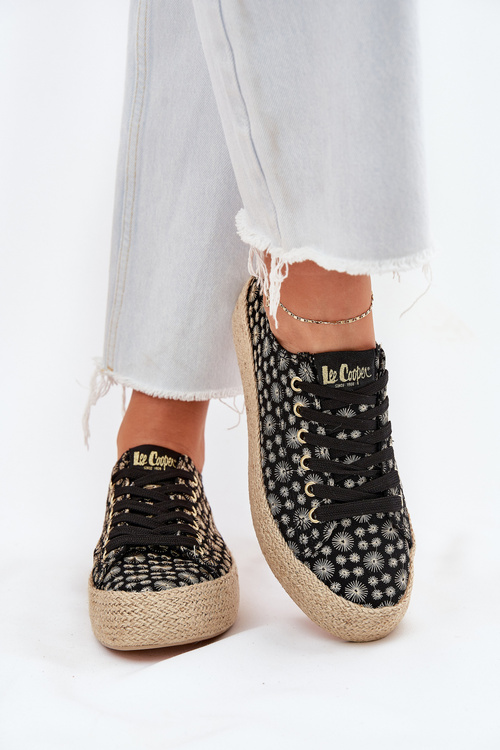 Vzory dámske tenisky na platforme s pletením Lee Cooper LCW-25-08-3647L čierne