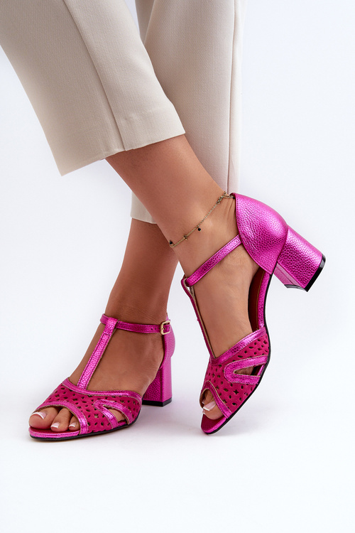 Dámske Kožené Sandále Na Päte Maciejka 06551-15 Fuksia