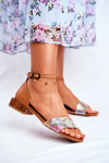 Kožené Lesklé Sandály Maciejka 04618-29 Camel
