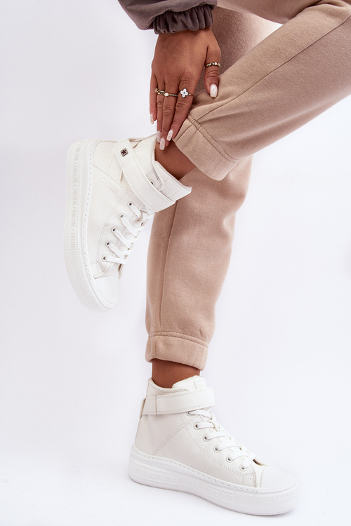 Dámské zateplené tenisky na platformě bílé Big Star MM274006