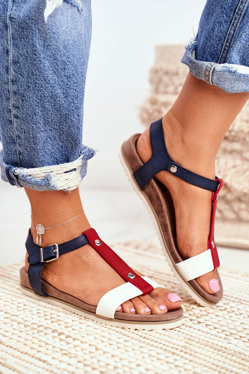 Dámske ploché sandále profilované 8SD35-0306 Navy Blue Dubi