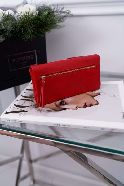 Dámská Peněženka Velká červená se zapínáním na druk