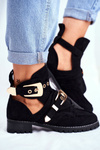 Lu Boo Černé Semišové Boty s Výřezy Rock Girl