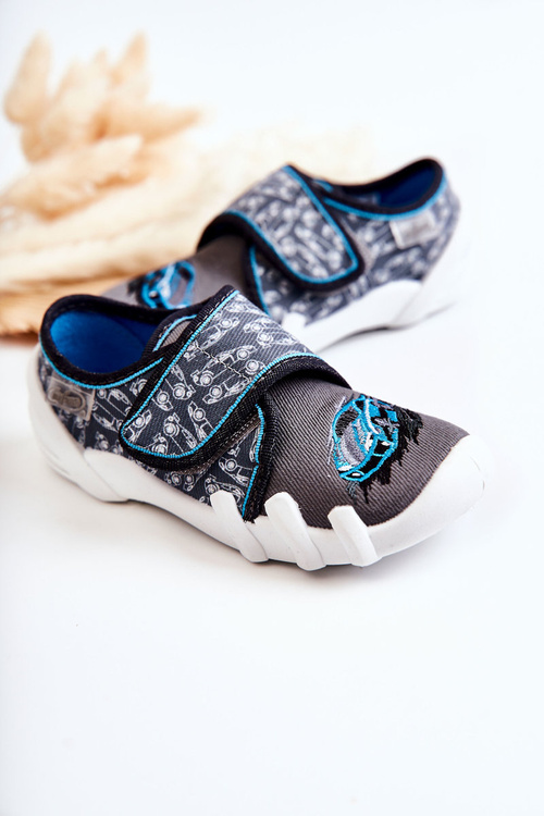 Pantofle Befado Velcro Car 273X339 Šedo-modré