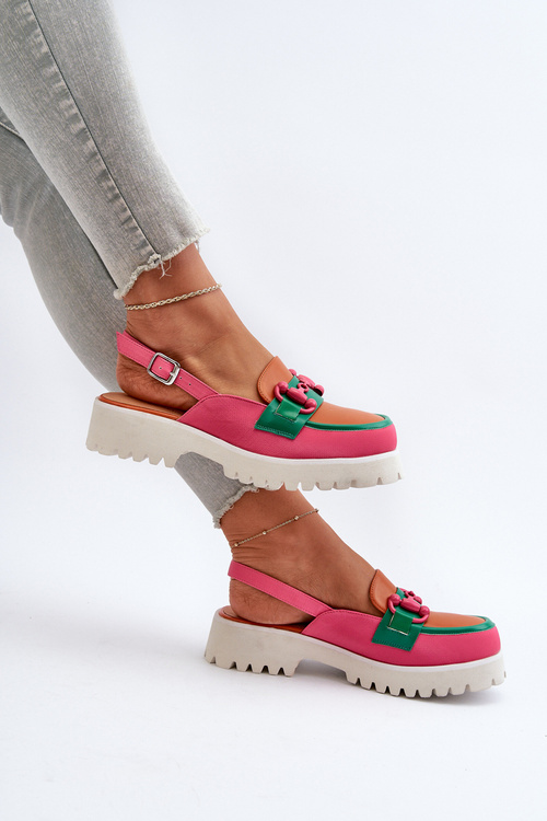 Dámské sandály na ploché podrážce s ozdobou oranžové D&A MR38-656