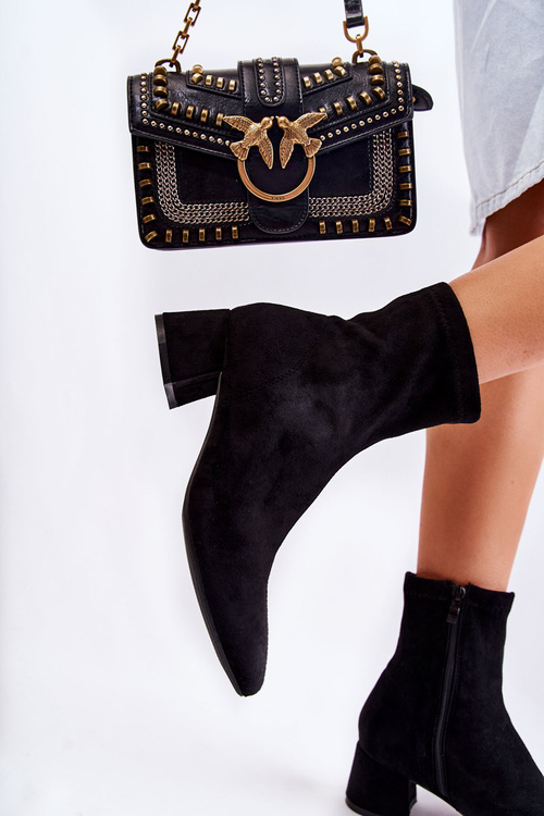 Ženské semišové vysoké topánky čierne Gloriss