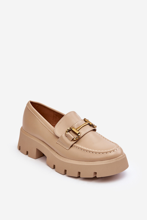 Dámske topánky Loafer s dekoráciou Beige Peuria